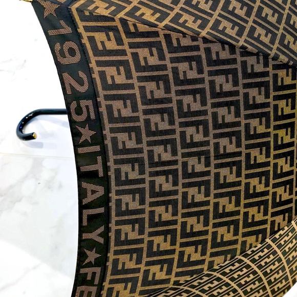 Rare FENDI Zucca Umbrella Special Edition W/Exclusive Roma 1925 Webbing Monogram - Picture 2 of 16